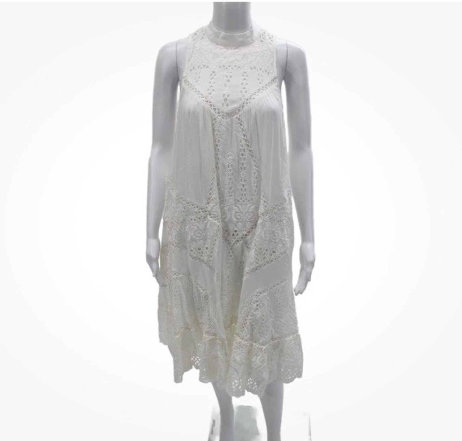 Nwt Zimmermann Women Shift Dress White Silk High Neck Knee Length Size 0